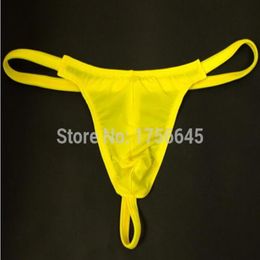 New Whole- Men's G-Strings SEXY men's ice silk transparent mini micro bikini penis pouch thongs g strings tangas 183M