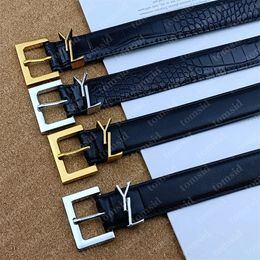 Womens Designer Belt Crocodile Pattern Mens Luxury Belt Cowhide Leather Ceinture Gold Silver Buckle Cintura Fashion Waistband 3cm