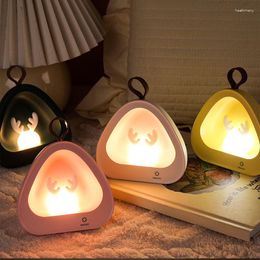 Night Lights Cartoon Portable Light Rechargeable Atmosphere Children's Bedroom Bedside Three-speed Dimming Table Lamp