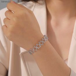 Teamer Stainless Steel Pentagram Stars Bangles For Women Men 2022 Simple Geometric Bracelets Jewellery Birthday Gifts Wholesale L230704