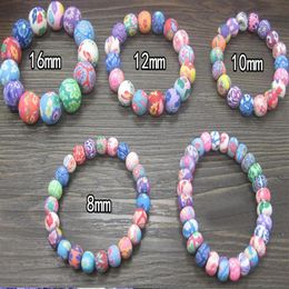 Mixed order 8mm 10mm 12mm 15mm Colourful clay polymer clay bracelets 20pcs Bohemian beaded bracelets Kid's gift2967