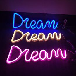 2021 test Dream Neon Sign LED Pink Blue Warm White Colors Signs Holiday Lighting 39 13 5cm with box341V