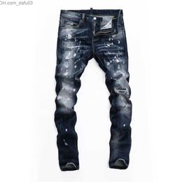 Men's Jeans Mens pants skinny jeans light wash ripped Long blue motorcycle rock Z230720