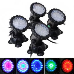 4Pcs Underwater Light Waterproof Submersible Spotlight with 36-LED Bulbs Colour Changing Spot Light for Aquarium Garden327F