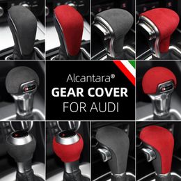 Alcantara Suede Wrapping ABS Gear Shift Knob Cover for Audi A3 A4l A5 A6 A6L A7 Q5 Q5L Q7 S6 S7 Q2L TT TTRS RSQ3 RS3 RS4 RS5 RS6286I