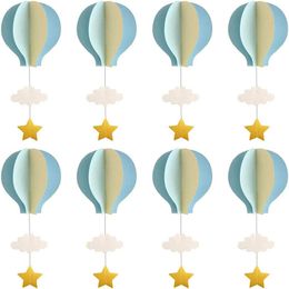 Banner Flags 8/4 Pcs Pastel Blue Large Size Air Balloon Garland Decor Paper Cloud Air Balloon Hanging Birthday Baby Shower Decoration 230720