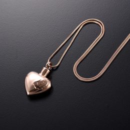 ijd9896 Feather Heart Cremation Urn Pendant Necklace Pet Human Urn Memorial Jewellery Funeral Urn Casket Gold Rose gold Colour Jewelr320H