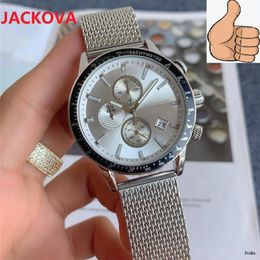 Famous all dials working classic designer watch 44mm Luxury Fashion Crystal Full Stainless Steel Mesh Men Watches Large dial man q217n