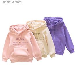 Hoodies Sweatshirts 2023 Spring Winter Girl's Sweatshirt Hoodies for Children Letter Pink Purple Outerwear Clothes Kids Sport Casual Clothing T230720