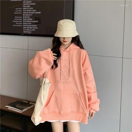 Women's Hoodies Womens Pullover Oversized Cute Cartoon 2023 Autumn Hooded Sweatshirts Vintage Solid Color Jackets Tracksuits Tops