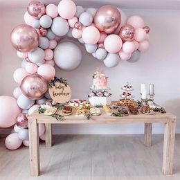 Macaron Balloons Arch Kit Pink Latex Baloons Rose Gold Confetti Ballon Garland Wedding Birthday Party Decor Baby Shower Supplies F265x