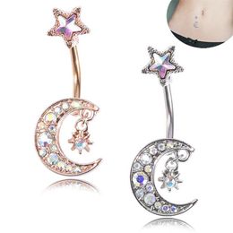 Whole 50pcs lot Moon Star Style Belly Button Piercing Studs Titanium Steel Navel Jewellery For Salon and Piercing Supplies301x