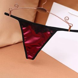 Women's Panties Sexy Women Low Rise Lace Erotic Thongs Underwear G Strings And Mini Tback Micro Satin M L XL281Y