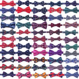 Bolo Ties Tailor Smith % Microfiber Bowtie Woven Dot Checked Stripped Bow Tie Butterfly Wedding Dress Mens Formal Classical Accessory HKD230719