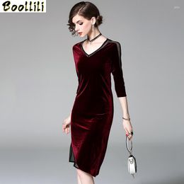 Casual Dresses Vintage Elegant Boollili Velvet Dress Women Clothes 2023 Spring Autumn Sexy Party Black Midi Vestidos