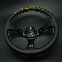 320mm Vertex Leather Steering Wheel Deep Dish For Hub Drifting Yellow Stitch300Z