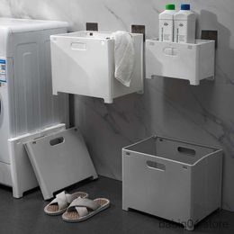 Storage Baskets Foldable Laundry Basket with Wall Mounts for Space-saving; Style; Plastic Storage Container