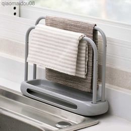 Kitchen Dishcloth storage shelf Holder Towel Rag Hanger Sink Sponge Holder Rack Shelf Bathroom Dish Cloth Detachable Organizer L230704