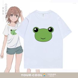 Men's T Shirts Anime Cute Funny Toaru Majutsu No Index Misaka Mikoto Frog Print T-shirts Men Women Fashion Casual Shirt Male Manga Tops Tees