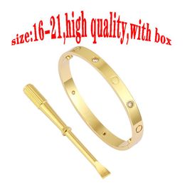 Red Box Bangle Love Screw Bracelet for Woman Man 16-21 Luxury Jewellery Bangle Classic 5 0 Titanium Steel Alloy Craft 925s Silver Go270A