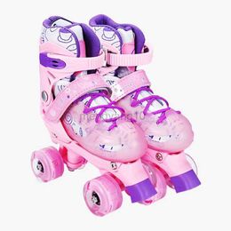 Inline Roller Skates Kids Pink Blue Two-in-one Inline Skating Non-slip Outdoor Double Row Figure Roller Skates Patins With 4 Wheels For Boys Girls HKD230720