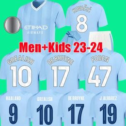 23 24 MANs cities soccer jerseys HAALAND ALVAREZ 2023 2024 GREALISH FODEN football shirt DE BRUYNE BERNARDO MAHREZ RODRIGO MANCHESTERS men kids kits