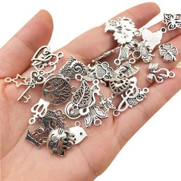 100style antique silver plated alloy big hole charms spacer beads fit pandora bracelet diy jewelry necklaces pendants charms beads341O