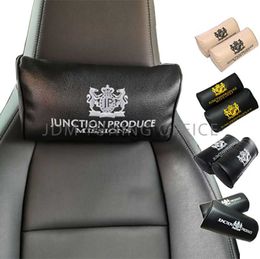Seat Cushions Leather JP Junction Produce VIP Car Seat Neck Pillows Headrest Cushion Pad JDM Style Backrest x0720