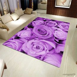 Carpets 3D Rose Floor Mat Girl Room Pink Flower Carpet Bathroom Non Slip Mat Kitchen Carpet Home Decorative Door Custom Carpet R230720