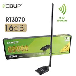 EDUP USB-WLAN-Adapter, hohe Leistung, Ralink3070L, 6000 mW, WLAN mit großer Reichweite, Empfang von 2 4-GHz-18-dBi-Antennen, USB-Netzwerkkarte210T