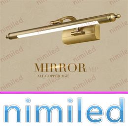 nimi1127 9W 11W American Antique Copper Retro Mirror Wall Lights Bathroom Mirror Light Cabinet Lighting Waterproof LED Lamp Make265C