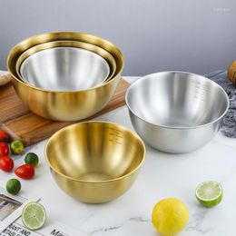 Bowls Stainless Steel Fruit Salad With Scale Large Capacity Soup Noodles Ramen Bowl Container Kitchen Utensils