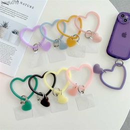 Anti-Lost Love Heart Keychain Mobile Phone Strap Ring Pendant Phone Hanging Lanyard Soft Silicone Wristband Bracelet Accessories L230619