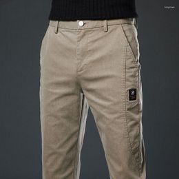 Men's Pants Business Casual Men Solid Colour Pockets Cotton Breathable Fashion Soft Comfortable Trousers Plus Size A296
