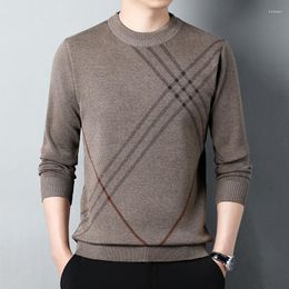 Men's Sweaters Sweater For Autumn And Winter Korean Version Thick Warm Striped Knitwear Trendy Luxury Round Neck Pullovers Clothing