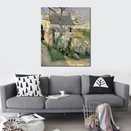 Abstract Landscape Painting the House and the Tree Paul Cezanne Canvas Art Handmade Impressionist Artwork