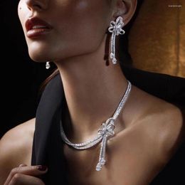 Necklace Earrings Set Missvikki 4 PCS Shiny Luxury Bangle Ring Jewellery Brides Wedding Jewellery Full CZ Charm High Quality