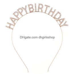 Headbands Fashion Princess Crystal Tiaras And Crowns Headband Women Girls Happy Birthday Party Accessiories Hair Jewellery Drop Delive Dhsbr