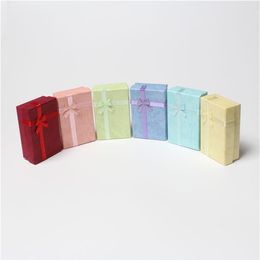 24pcs lot 5cmx8cm Display Box Cardboard Necklace Earrings Ring Box Packaging Gift Box with Sponge & Satin Ribbon206G