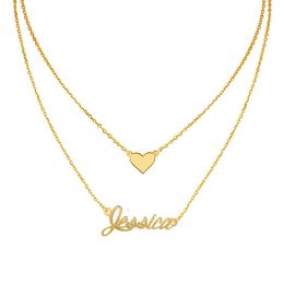 Personalised Name Spaced Necklace for Women Fashion Gift Birthday Customised Any Name Layers Chain pendant Necklace Jewellery Gold 332s