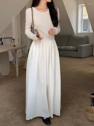 Casual Dresses Senior French Sense Article Fold Pit Splicing Long Big Base Of Cultivate One's Morality Skirt Dress