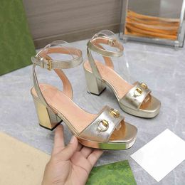 Designer Summer Platform High heels Sandals GGsity Women leather shoes Quilted Slide buckle Custom Ankle strap Sandals gsfd
