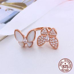 Europe 100% S925 sterling silver ring butterfly clover personality fashion classic goddess temperament hand Jewellery gift 2020 new251L