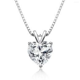 Chains IOGOU Moissanite Heart Pendant Necklace 2.0ct D VVS1 Diamond Real 925 Silver Chain Woman Luxury Quality Jewellery Engagement Gift