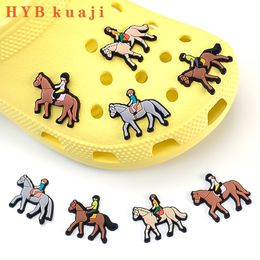 HYBkuaji equestrian sport elements set shoe charms wholesale shoes decorations pvc buckles for shoes