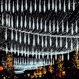 Strings Solar 8 Tubes Waterproof Meteor Shower Rain LED String Lights Outdoor Christmas Decoration For Home Tree Fairy Garden