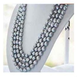 12-13mm Tahitian Silver Grey Baroque Pearl Necklace 38 Inch 14k Gold Clasp Beaded Necklaces303i