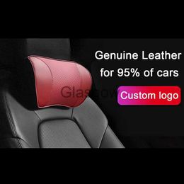 Seat Cushions Leather Car Neck Pillow For Lexus Audi Mercedes Tesla Land Rover Toyota Jeep Ford Honda Travel Break Car Seat Support Headrest x0720