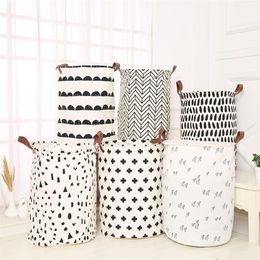 INS Laundry Baskets Kids Toys Storage Basket Foldable Dirty Clothing Bucket Waterproof Laundries Bag Polka Dot Cactus 55 Styles YW240q