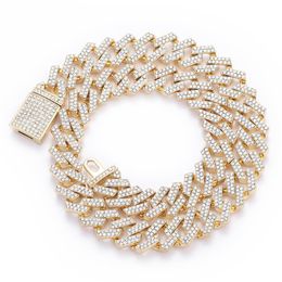 High Quality Iced Out Chain Men Jewellery Hip Hop New Micro Pave Rhinstone 15MM Cuban Link Chains Big Heavy Chunky Necklace265W